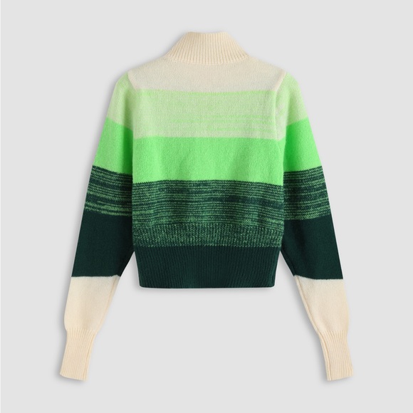 (SOLD) Green Striped Knitted Sweater - Picture 2 of 7
